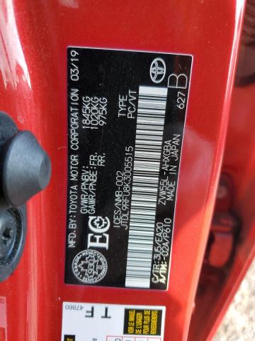 JTDL9RFU8K3005515 - 2019 TOYOTA PRIUS RED photo 13