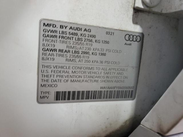 WA1AAAFY5M2080582 - 2021 AUDI Q5 PREMIUM WHITE photo 13