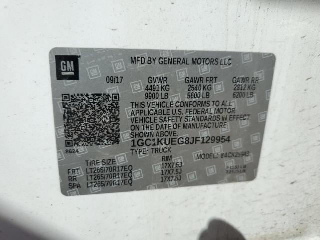 1GC1KUEG8JF129954 - 2018 CHEVROLET SILVERADO K2500 HEAVY DUTY WHITE photo 12