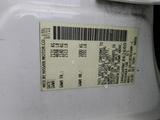 1N4AA5AP8BC862660 - 2011 NISSAN MAXIMA S WHITE photo 13