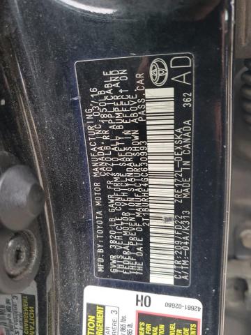 2T1BURHE4GC630993 - 2016 TOYOTA COROLLA L BLACK photo 12