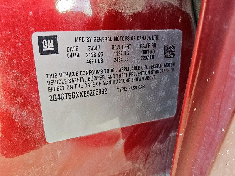 2G4GT5GXXE9295932 - 2014 BUICK REGAL GS RED photo 12