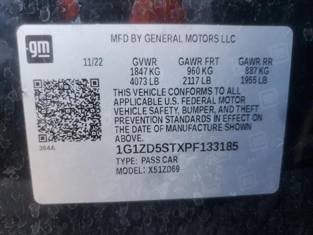 1G1ZD5STXPF133185 - 2023 CHEVROLET MALIBU LT BLACK photo 12