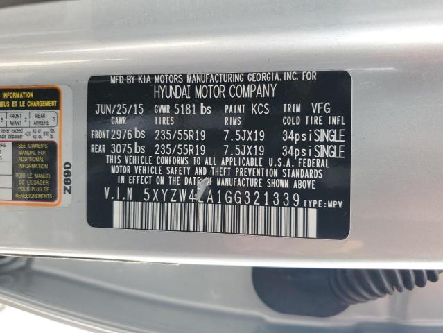 5XYZW4LA1GG321339 - 2016 HYUNDAI SANTA FE S 银色 照片 13