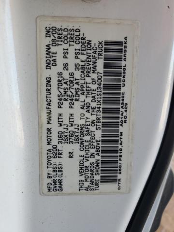 5TBRT341X1S134007 - 2001 TOYOTA TUNDRA ACCESS CAB თეთრი ფოტო 12