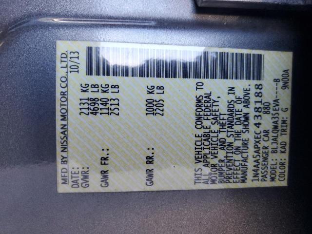 1N4AA5APXEC438188 - 2014 NISSAN MAXIMA S 石墨色 照片 12