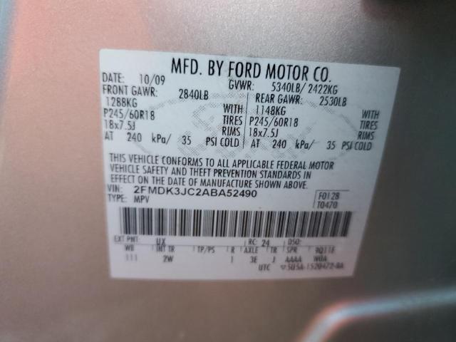 2FMDK3JC2ABA52490 - 2010 FORD EDGE SEL Gümüş foto 13