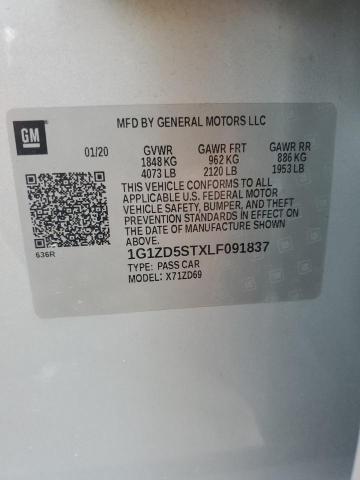 1G1ZD5STXLF091837 - 2020 CHEVROLET MALIBU LT SILVER photo 12