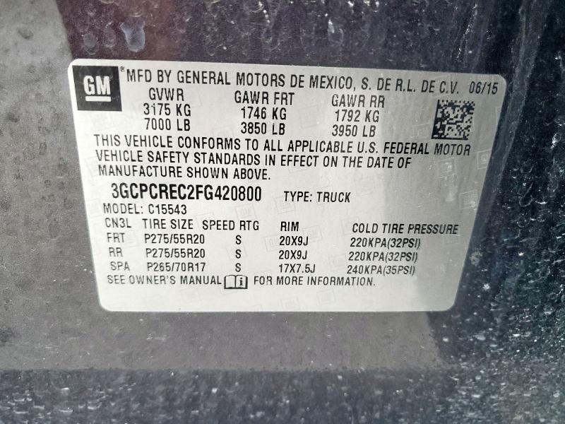 3GCPCREC2FG420800 - 2015 CHEVROLET SILVERADO C1500 LT Grafit foto 12