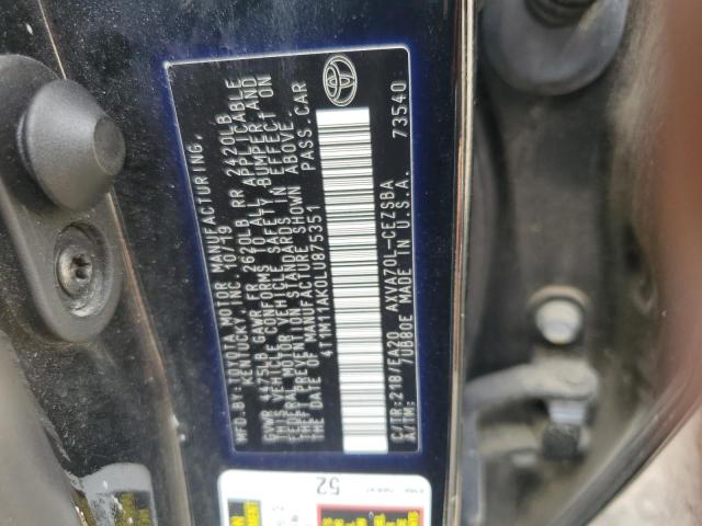 4T1M11AK0LU875351 - 2020 TOYOTA CAMRY SE BLACK photo 12