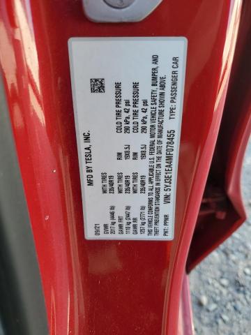 5YJ3E1EA4MF078455 - 2021 TESLA MODEL 3 红色 照片 12