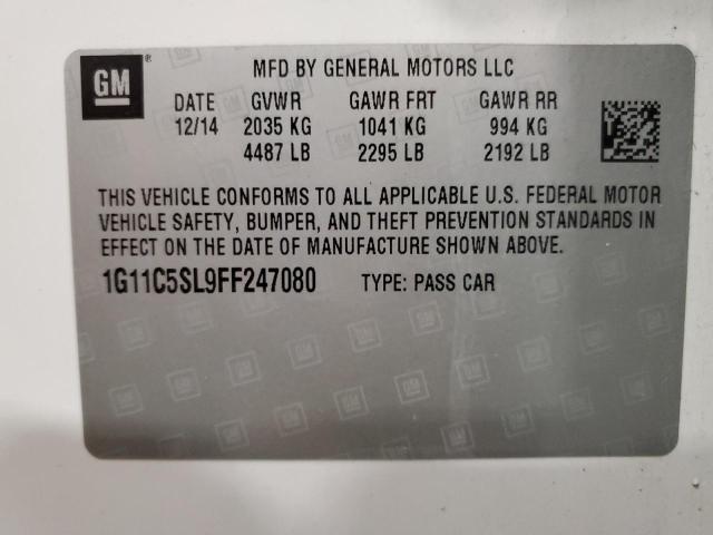 1G11C5SL9FF247080 - 2015 CHEVROLET MALIBU 1LT თეთრი ფოტო 12