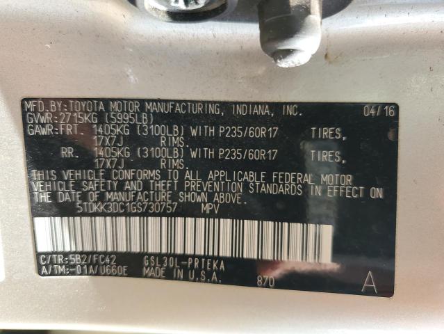 5TDKK3DC1GS730757 - 2016 TOYOTA SIENNA LE SILVER photo 13