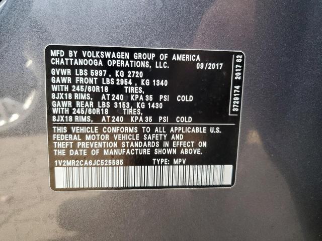 1V2MR2CA6JC525585 - 2018 VOLKSWAGEN ATLAS SEL Boz foto 13