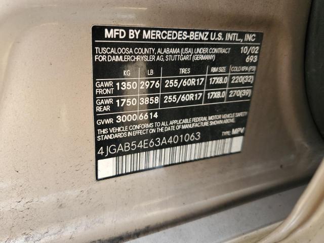 4JGAB54E63A401063 - 2003 MERCEDES-BENZ ML 320 GOLD photo 13