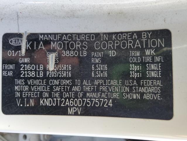 KNDJT2A60D7575724 - 2013 KIA SOUL + WHITE photo 12