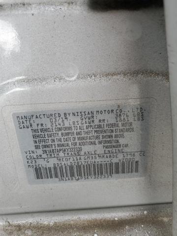3N1AB7AP5KY322339 - 2019 NISSAN SENTRA S SILVER photo 12