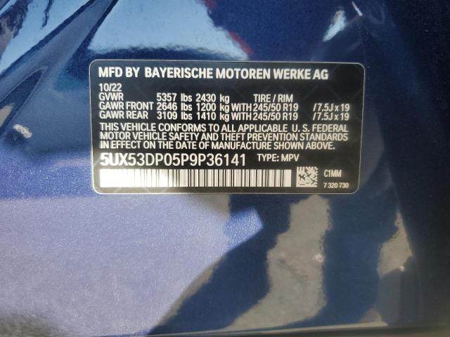 5UX53DP05P9P36141 - 2023 BMW X3 XDRIVE30I Синій фото 13