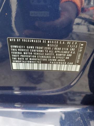 3VWDP7AJ7DM401753 - 2013 VOLKSWAGEN JETTA SE Mavi foto 13