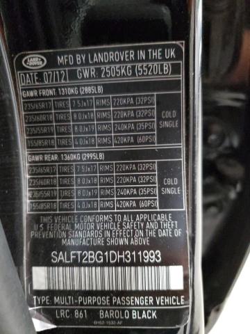 SALFT2BG1DH311993 - 2013 LAND ROVER LR2 HSE TECHNOLOGY BLACK photo 14