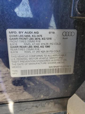 WA1BNAFY3J2215675 - 2018 AUDI Q5 PREMIUM PLUS BLUE photo 13