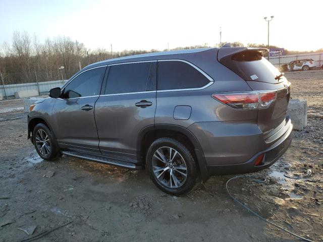 5TDKKRFH9GS142486 - 2016 TOYOTA HIGHLANDER XLE GRAY photo 2