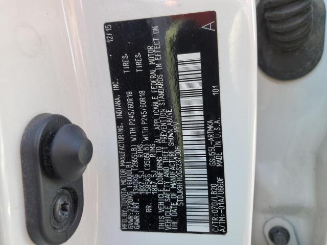 5TDJKRFH2GS237306 - 2016 TOYOTA HIGHLANDER XLE 白色 照片 14