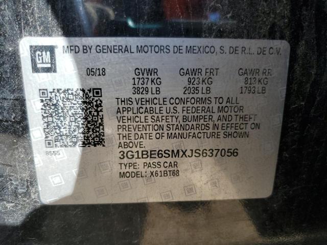 3G1BE6SMXJS637056 - 2018 CHEVROLET CRUZE LT Սև լուսանկար 12