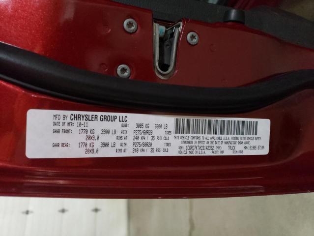 1C6RD7KT0CS142392 - 2012 DODGE RAM 1500 ST أحمر صورة 12