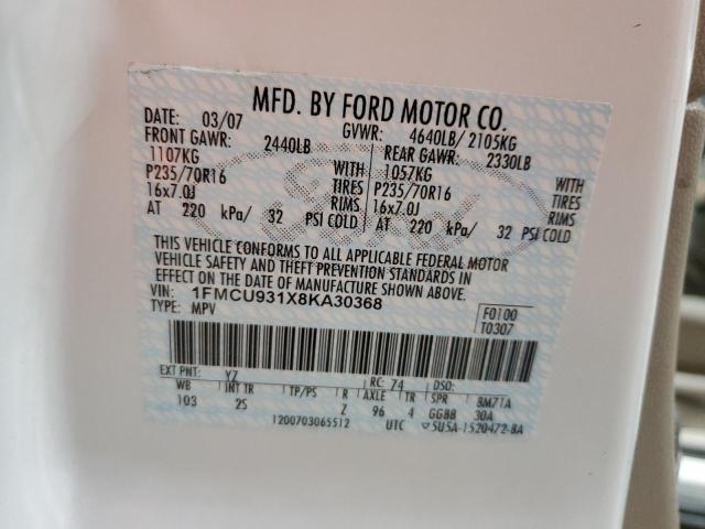 1FMCU931X8KA30368 - 2008 FORD ESCAPE XLT 白色 照片 13