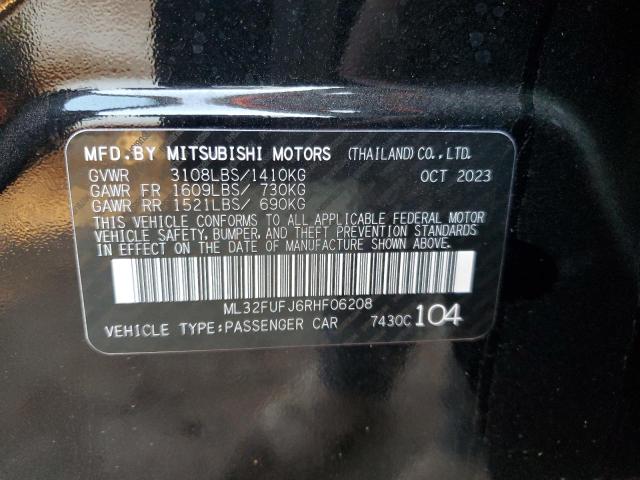 ML32FUFJ6RHF06208 - 2024 MITSUBISHI MIRAGE G4 ES შავი ფოტო 12