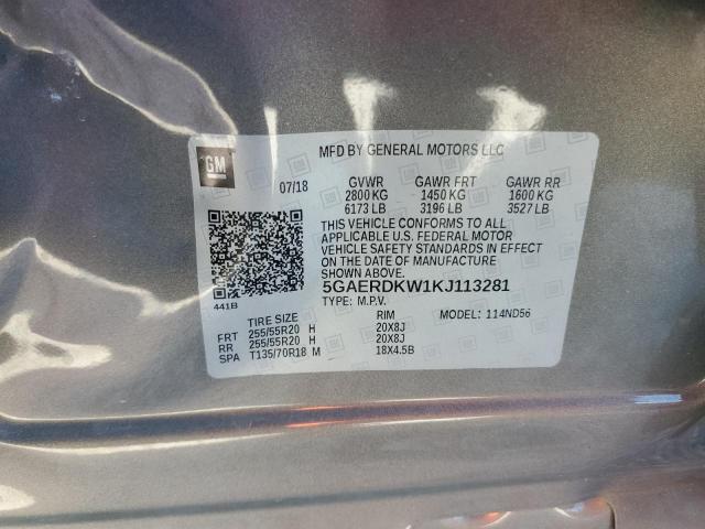 5GAERDKW1KJ113281 - 2019 BUICK ENCLAVE AVENIR 灰色 照片 14