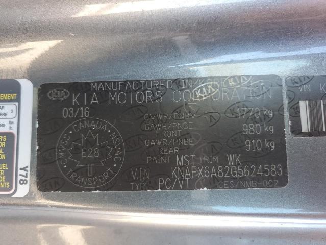 KNAFX6A82G5624583 - 2016 KIA FORTE EX GRAY photo 12