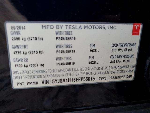 5YJSA1H18EFP56015 - 2014 TESLA MODEL S ლურჯი ფოტო 12
