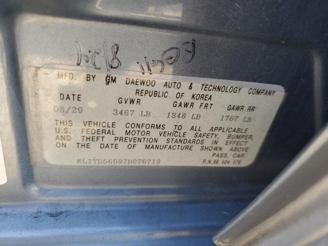 KL1TD56697B076719 - 2007 CHEVROLET AVEO BASE Mavi foto 12