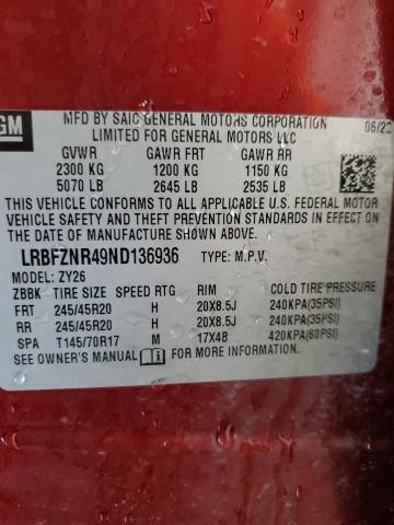 LRBFZNR49ND136936 - 2022 BUICK ENVISION ESSENCE წითელი ფოტო 13