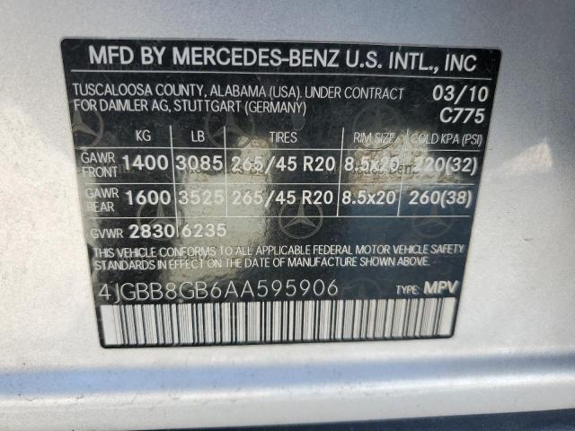 4JGBB8GB6AA595906 - 2010 MERCEDES-BENZ ML 350 4MATIC SILVER photo 13