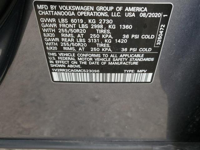 1V2RR2CA0MC523096 - 2021 VOLKSWAGEN ATLAS SE Серый фото 14