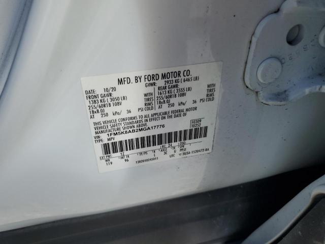 1FM5K8AB2MGA17776 - 2021 FORD EXPLORER POLICE INTERCEPTOR 白色 照片 14