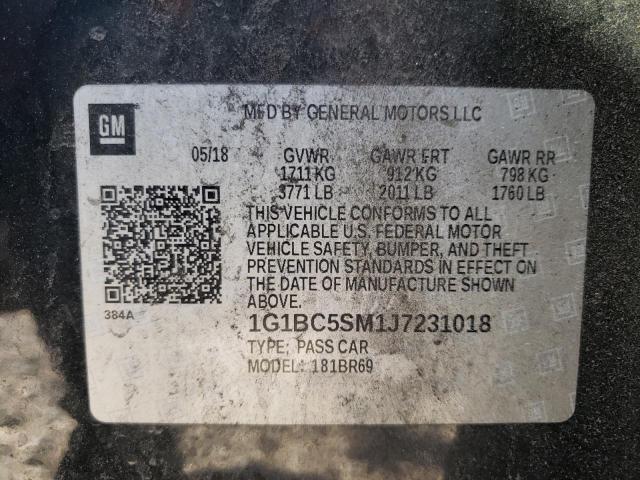 1G1BC5SM1J7231018 - 2018 CHEVROLET CRUZE LS შავი ფოტო 23