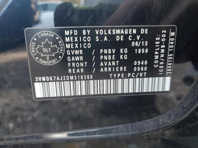 3VWDK7AJ2DM318388 - 2013 VOLKSWAGEN JETTA SE Negro foto 13