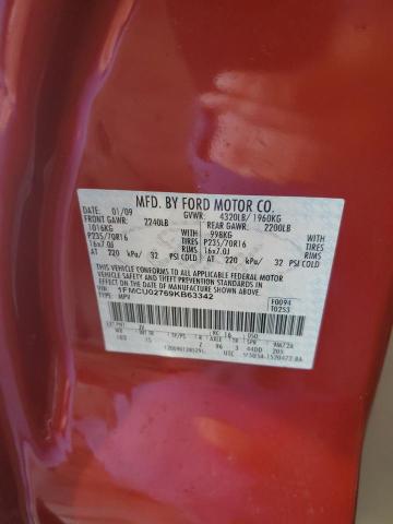 1FMCU02769KB63342 - 2009 FORD ESCAPE XLS RED photo 13