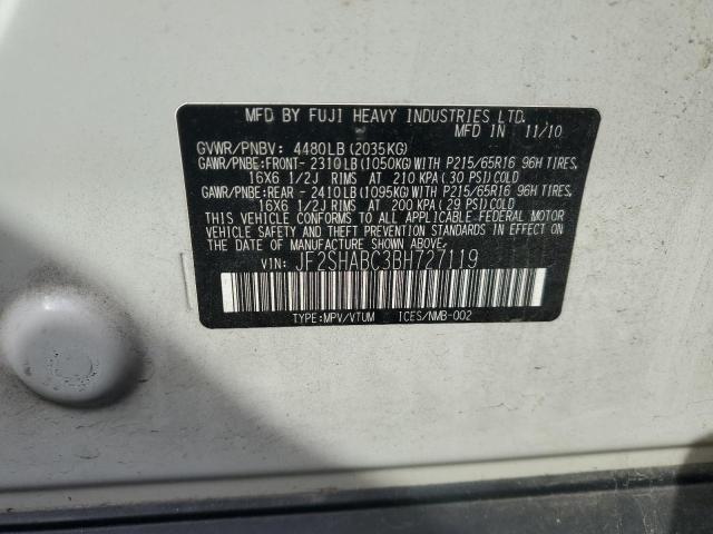 JF2SHABC3BH727119 - 2011 SUBARU FORESTER 2.5X 白色 照片 13