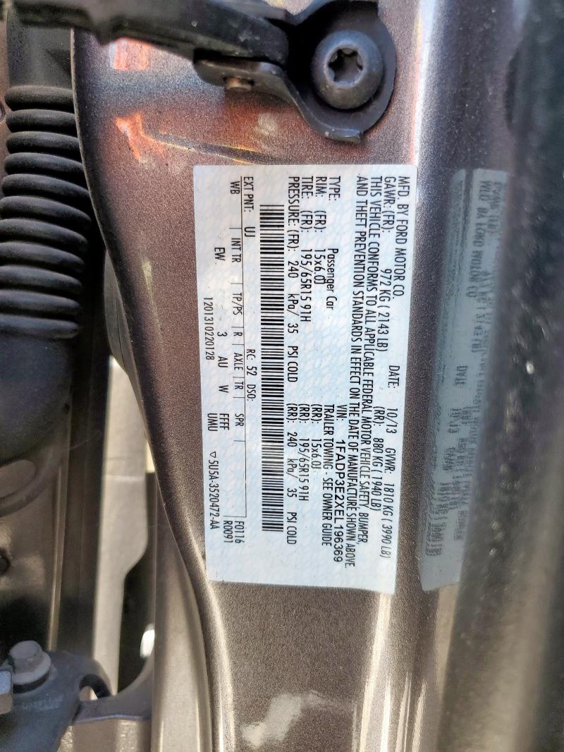 1FADP3E2XEL196369 - 2014 FORD FOCUS S 灰色 照片 12