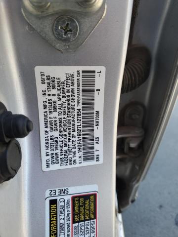 1HGFA16827L127854 - 2007 HONDA CIVIC EX SILVER photo 12