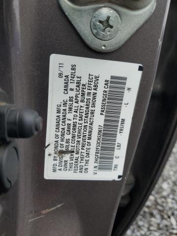 2HGFB2F53CH520617 - 2012 HONDA CIVIC LX MAROON photo 12