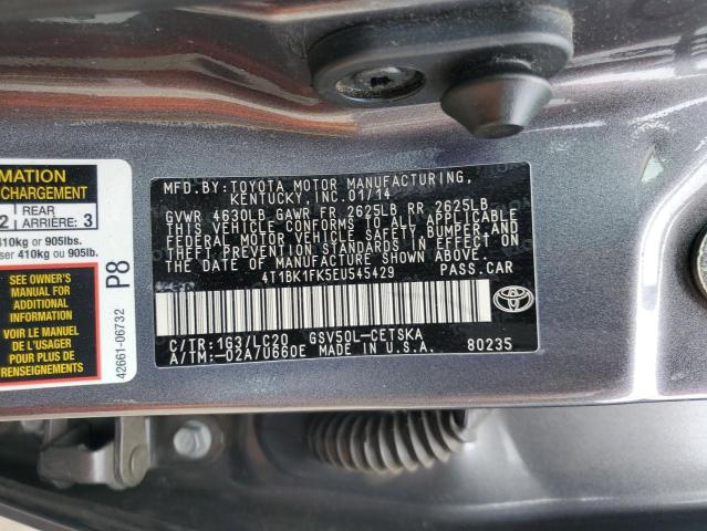 4T1BK1FK5EU545429 - 2014 TOYOTA CAMRY SE 石墨色 照片 12