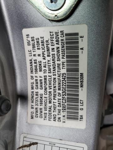 19XFC2F53GE223425 - 2016 HONDA CIVIC LX 银色 照片 13