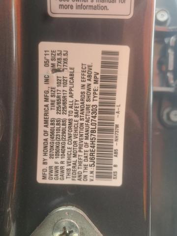 5J6RE4H57BL074303 - 2011 HONDA CR-V EX CHARCOAL photo 13