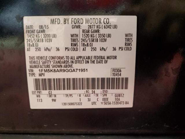 1FM5K8AR9GGA71951 - 2016 FORD EXPLORER POLICE INTERCEPTOR Negro foto 13